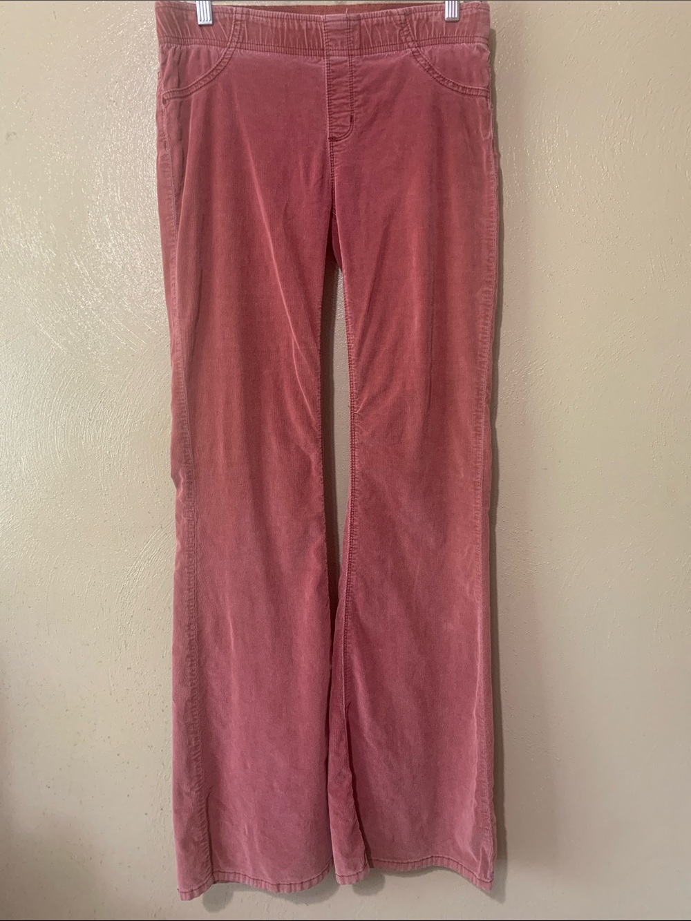 We The Free size 28W Corduroy Flare Jeans Dusty Rose Back Pockets